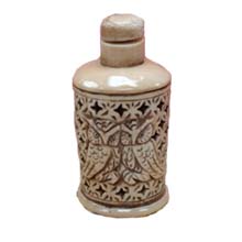 OX BONE CARVED SNUFF BOTTLE HOLLOW RELIEF OWL